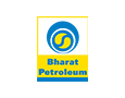 - Bharat Petroleum logo featuring a blue circle with an orange flame and the blue text 'Bharat Petroleum' on a yellow background