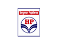 - Small logo featuring a red banner at the top, a blue circular emblem with the letters 'HP' and a stylized leaf-like design beneath.